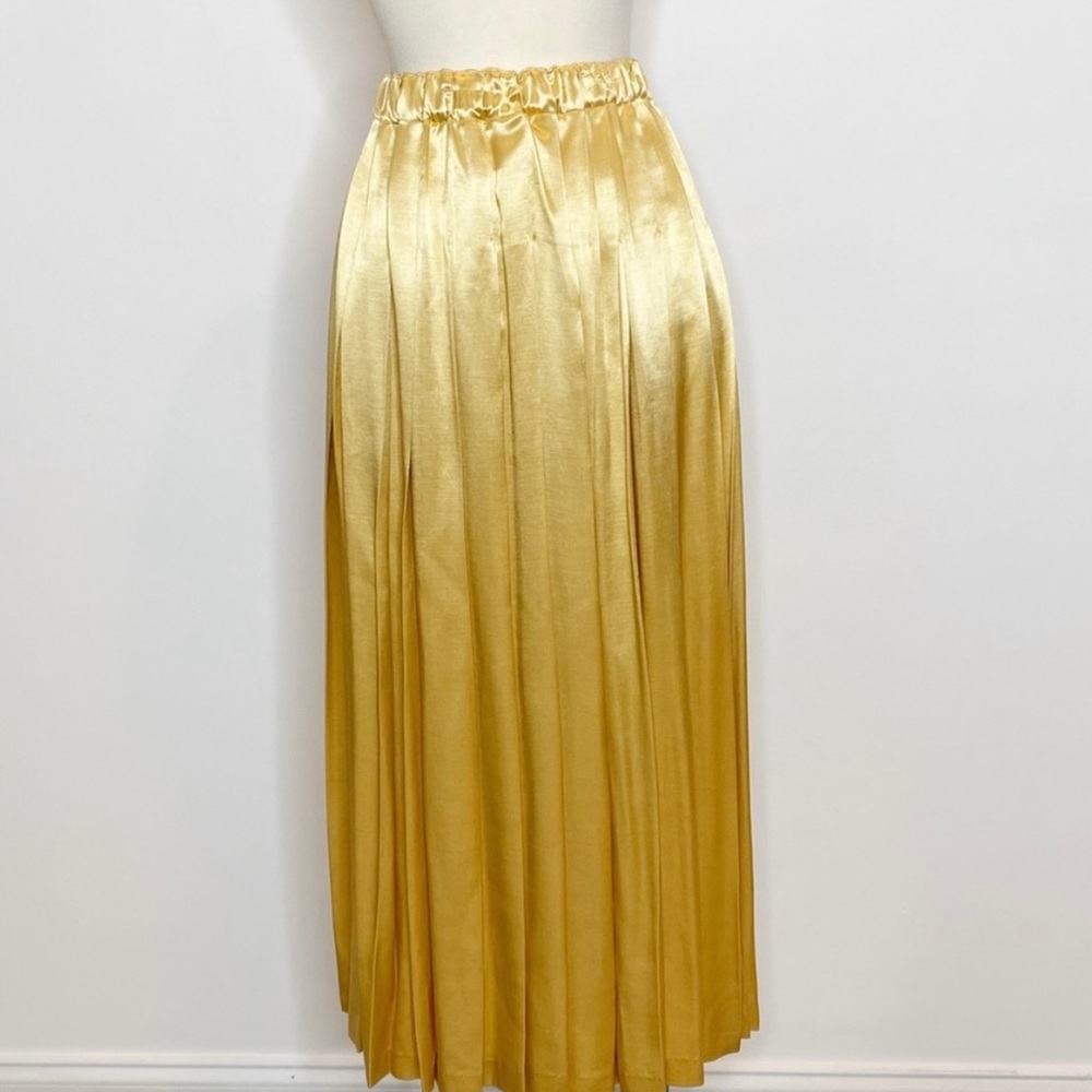 Vintage Gold Pleated Midi Skirt